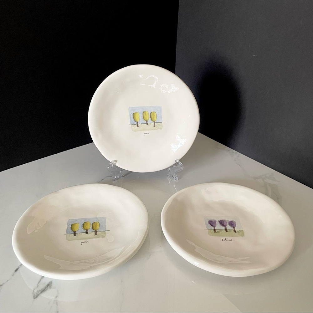 SET of 3 Tea Garden Plates - Rae Dunn by Pottery Barn